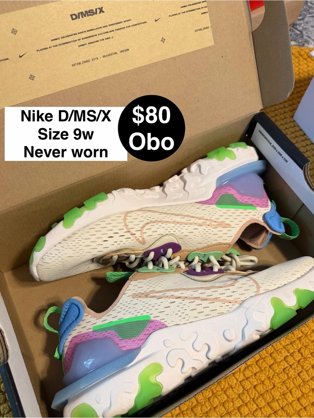 Nike Women's D/MS/X Cream with Green, Purple, Blue Accents